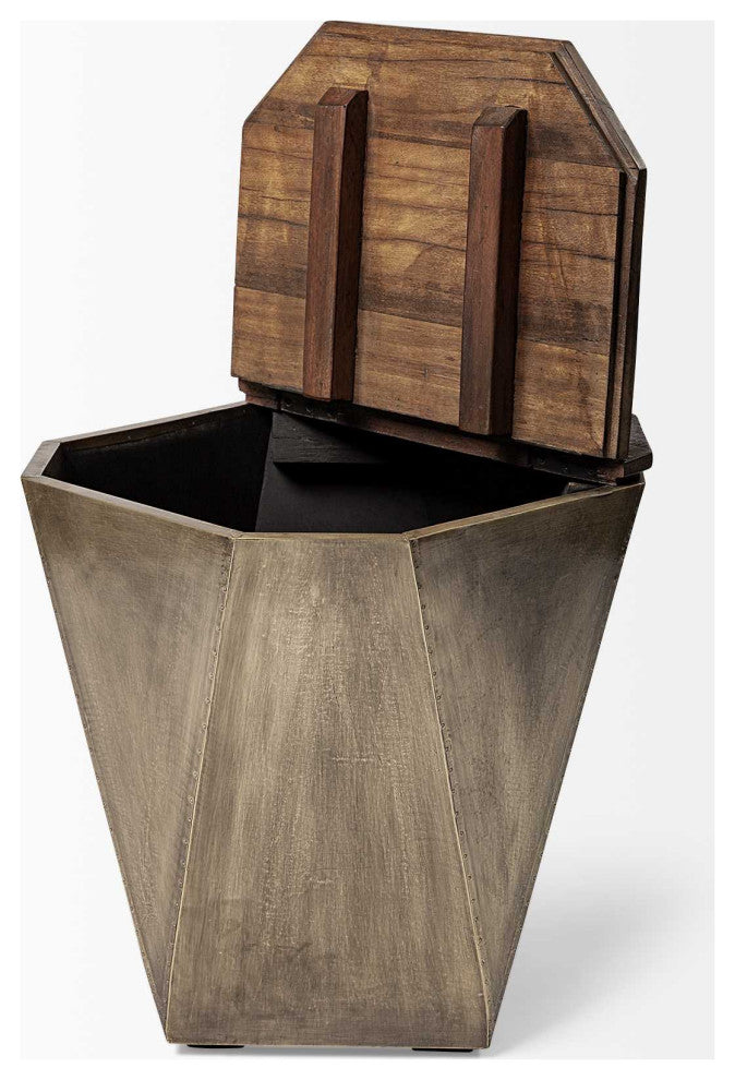 21" Brown Solid Wood End Table
