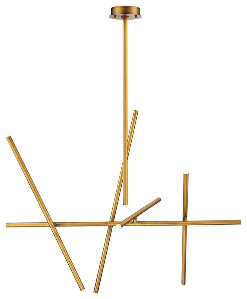 Crossroads 10 Light LED Chandelier, Antique Brass