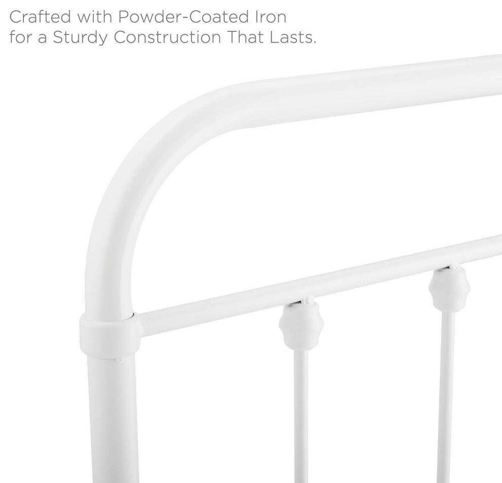 Headboard, King Size, Metal, White, Modern Farmhouse, Bedroom Master Suite