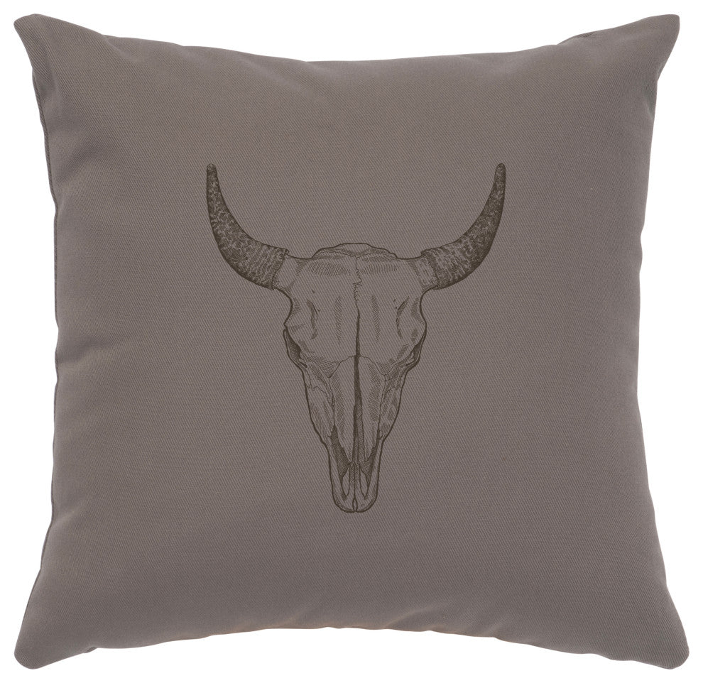 Image Pillow 16x16 Bull Skull Cotton Chrome
