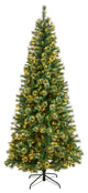 8' Wisconsin Slim Snow Tip Pine Artificial Christmas Tree With 600 LED Lights