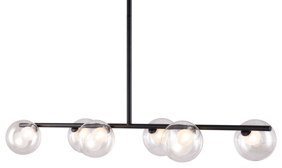 Pendant Ceiling Light Fixture, Glass, Steel Metal, Black, Clear, Lounge Cafe