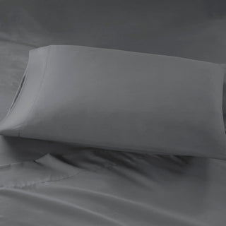 Intelligent Design Microfiber Sheet Set With Side Storage Pockets, Charcoal
