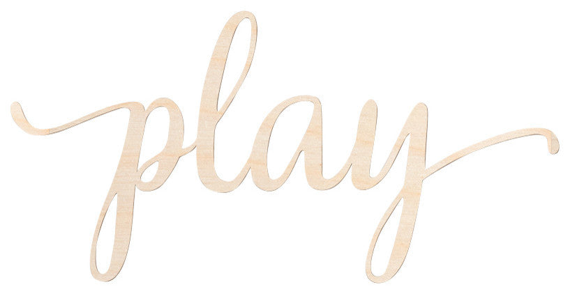 Script Play Wood Cut Sign, 24"x12"