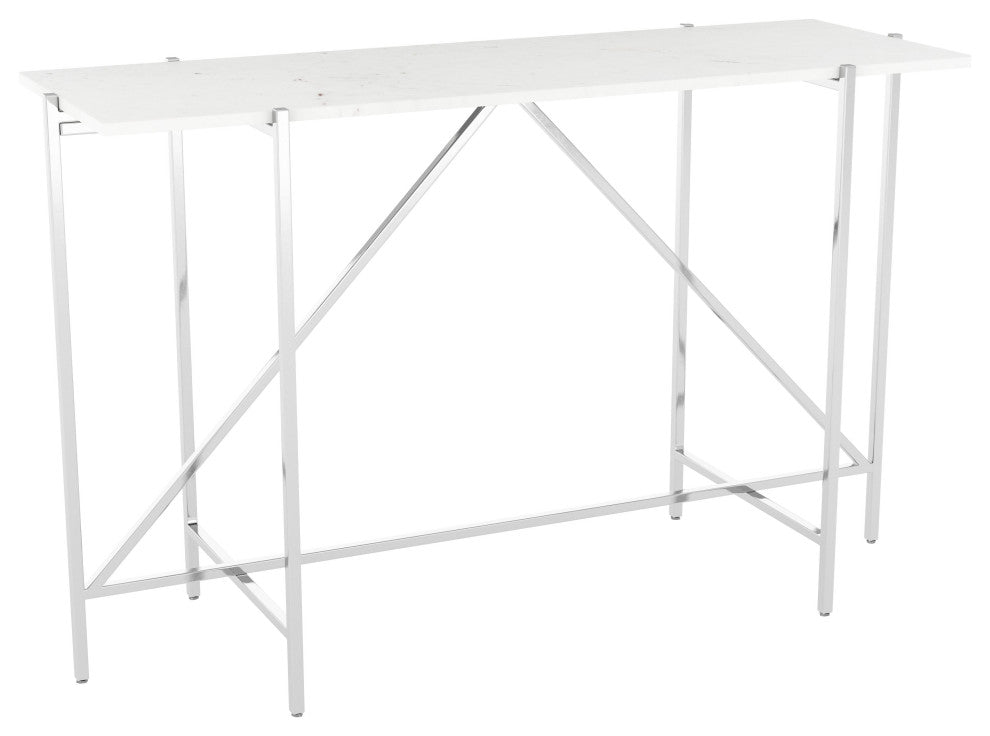 Titan Marble Console Table White & Silver