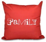 18"x18" Family, Word Print Pillow, Red