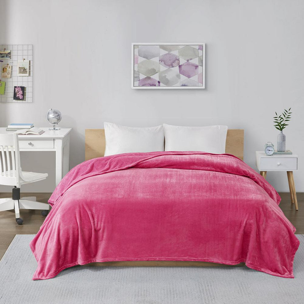 100% Polyester Solid Microlight Plush Brushed Blanket
