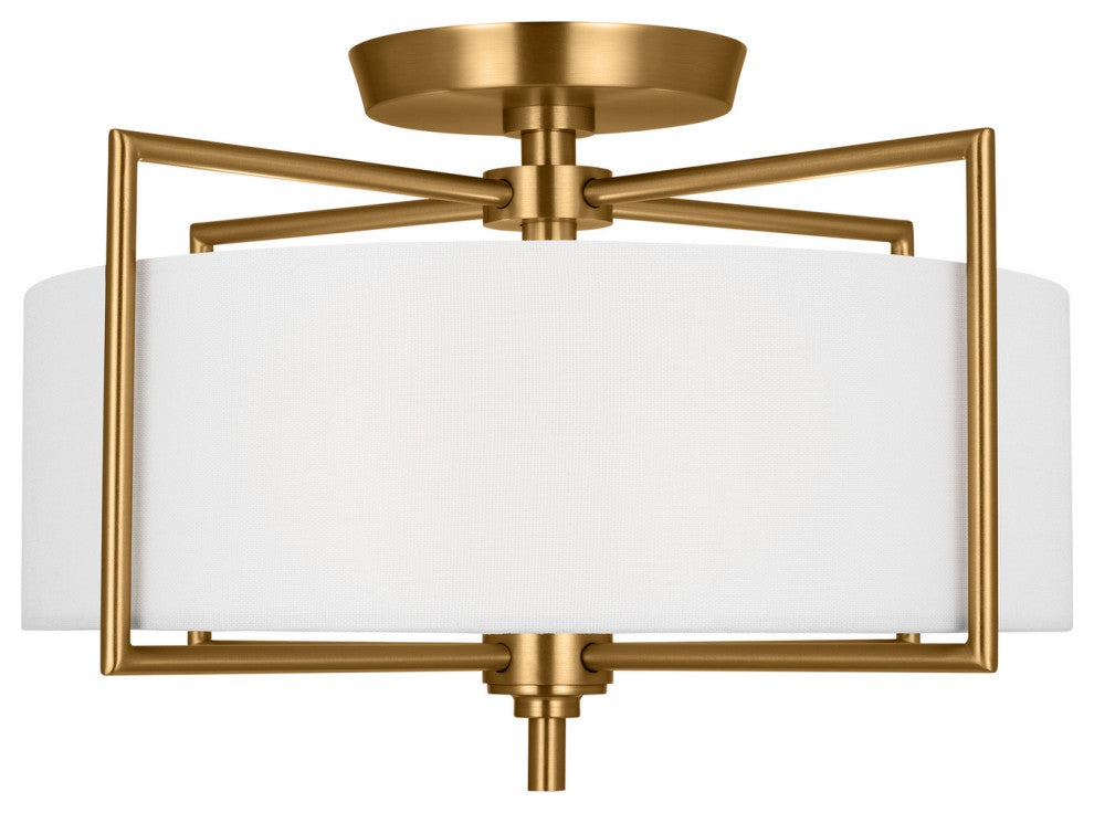 Perno 2-Light Semi-Flush Mount, Burnished Brass