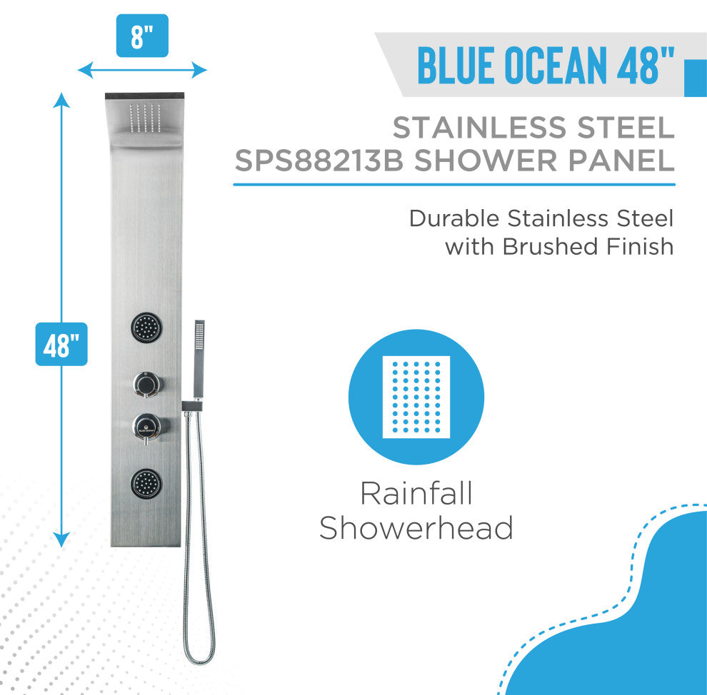 Blue Ocean 48" Stainless Steel SPS88213B Shower Panel