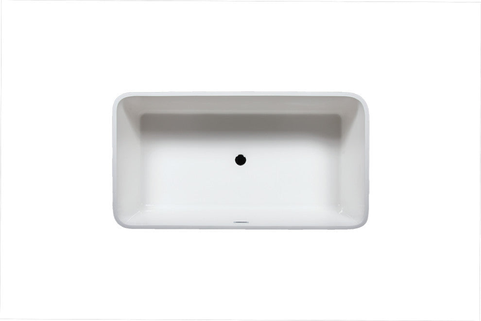 Malibu Bandon Rectangle Soaking Bathtub 59x32x24 Glossy White