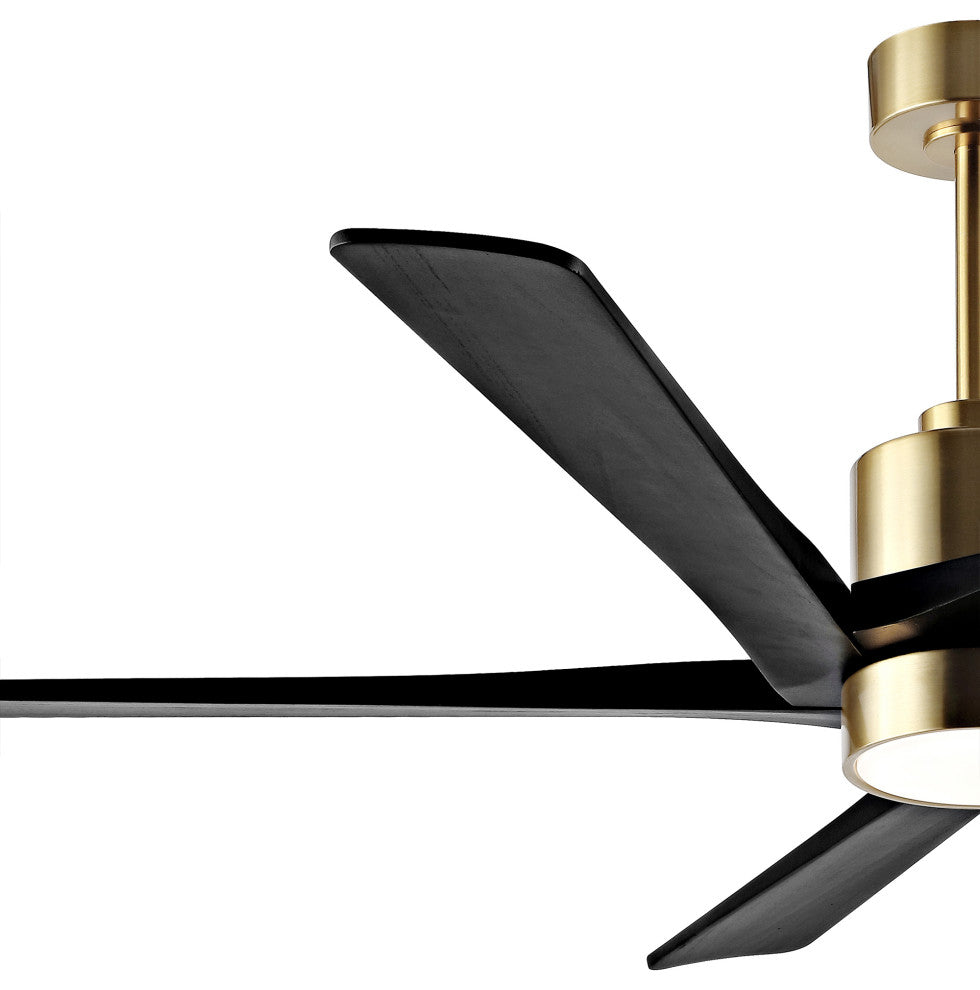 64" 5-Blade LED Ceiling Fan With Light Kit and Remote Control, Gold/Black