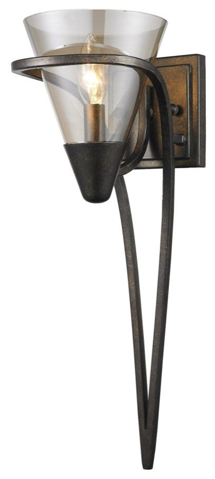 1 Light 20" Tall Wall Sconce, Burnt Sienna With Baltic Amber Glass