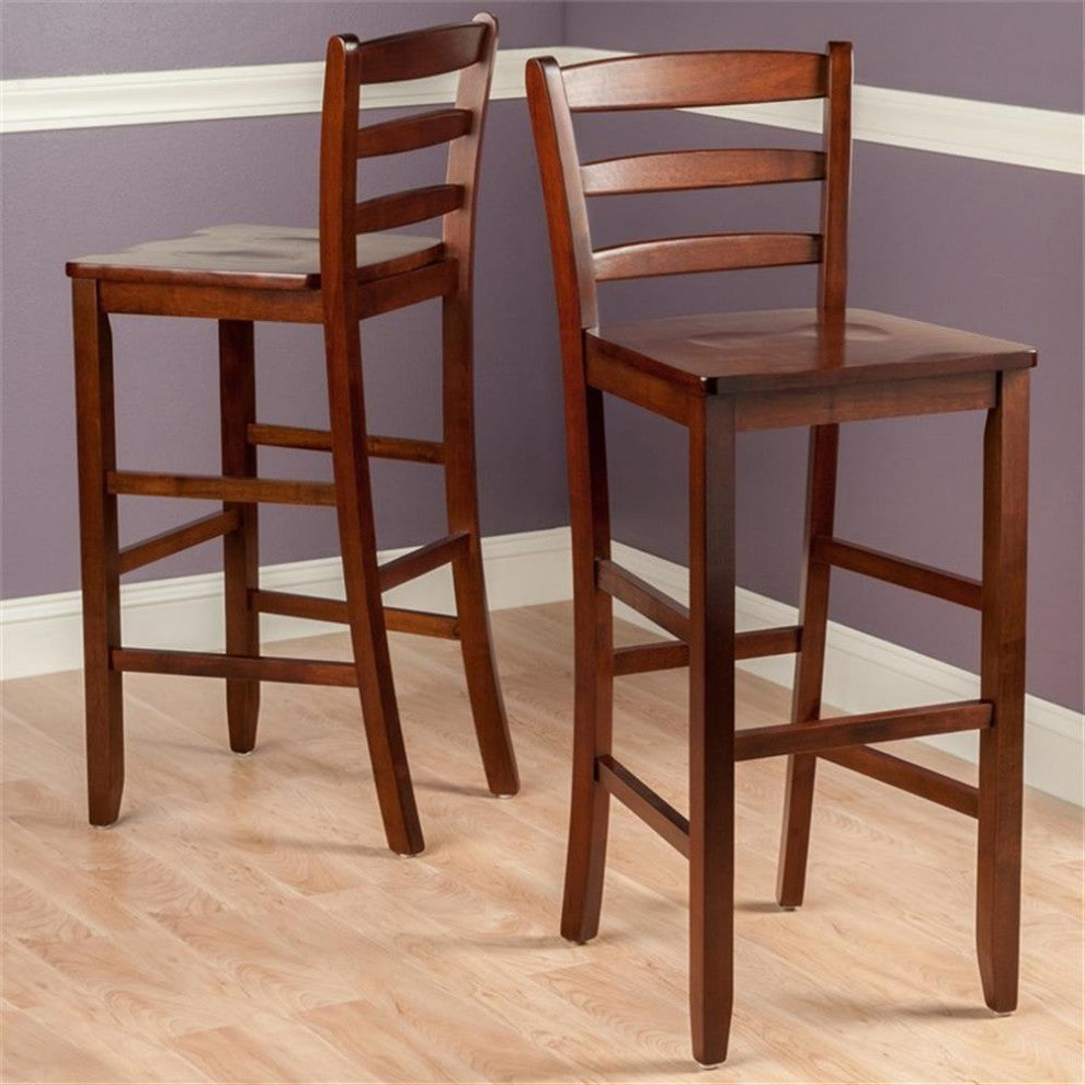 Winsome Benjamin 29" Solid Wood Bar Stool in Antique Walnut (Set of 2)