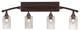 Bow 4-Light Bath Bar,  With 4" Clear Bubble Glass, Bronze
