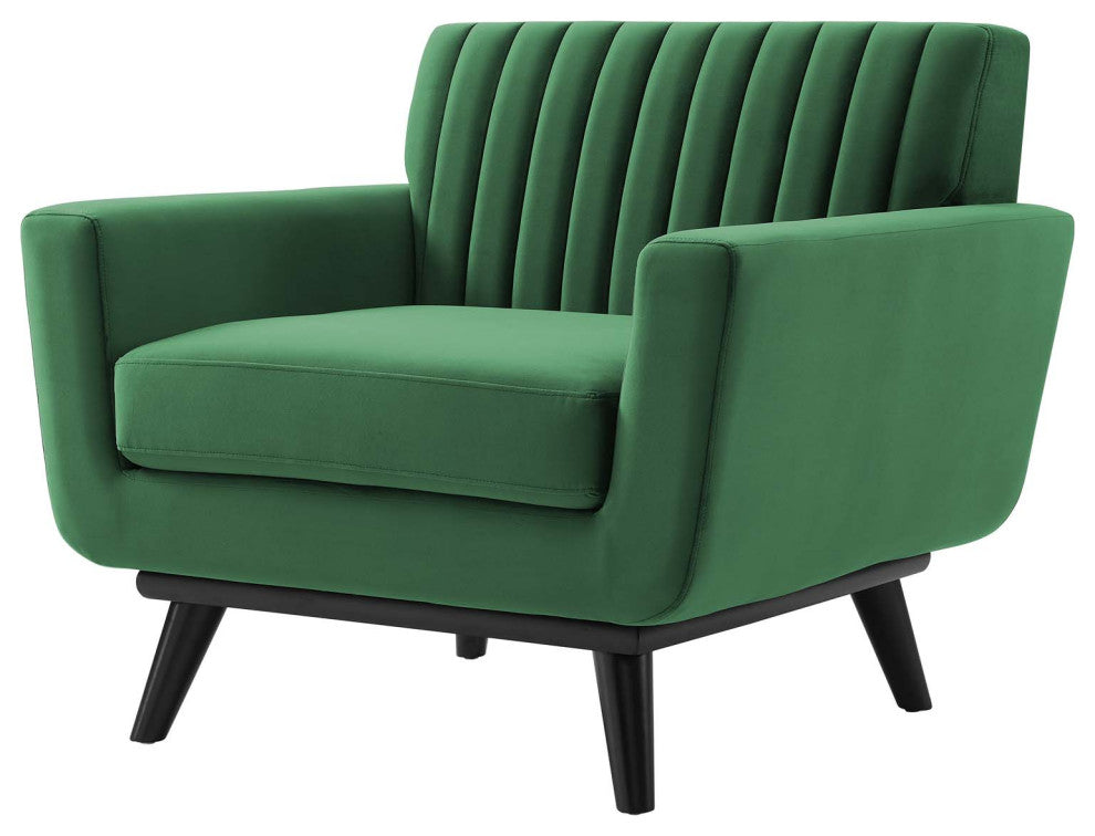 Tufted Armchair Accent Chair, Velvet, Green, Modern, Living Lounge Hospitality