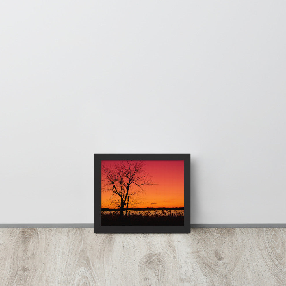 Burning Skies Rural Landscape Framed Photo Paper Wall Art Print, Black, 8" X 10"