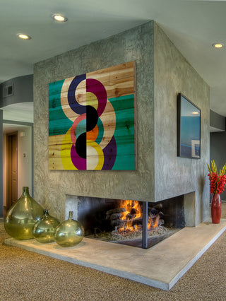 "Modular Future" Painting Print on White Wood