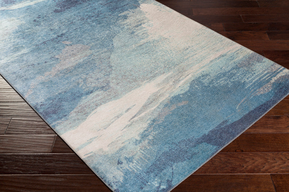 Surya Olivia OLV-2300 9'x12' Rug, Aqua/Bright Blue/Charcoal/Cream