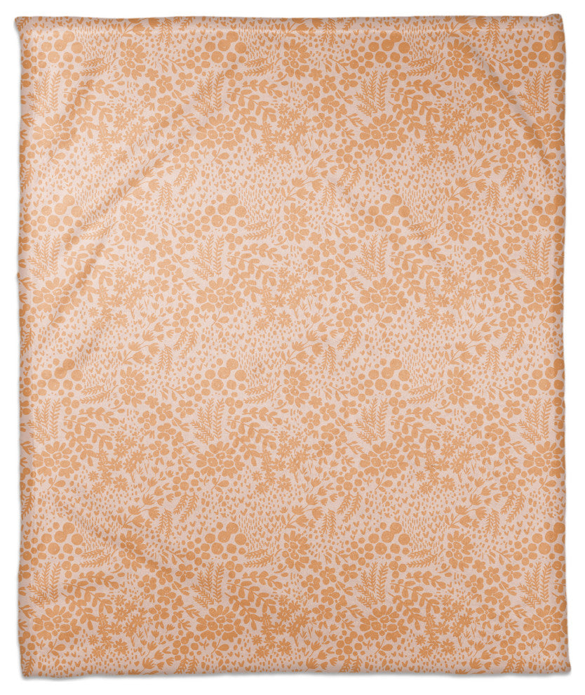 Orange Dainty Floral 50x60 Coral Fleece Blanket