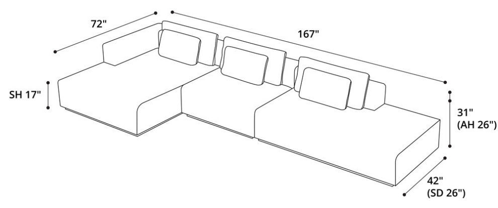 Spruce Sectional Chaise and End Unit XL, Chalk Fabric