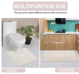 Casual Elegance Reversible Bath Rugs Set, 2 Piece Set, Ivory