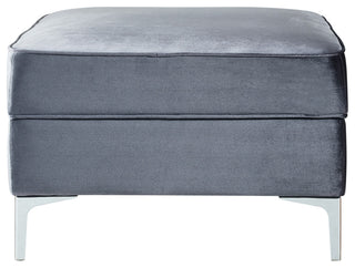 Jeannie Velvet Square Storage Ottoman, Gray