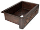 33" Farmhouse One Bowl Fruits Apron Hammered Copper Kitchen Sink, 16 Gauge