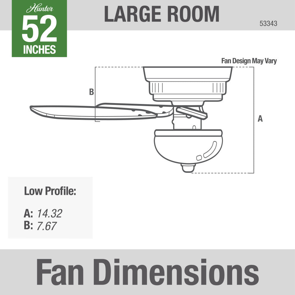 Hunter Fan Company 52" Donegan Low Profile Fresh White Ceiling Fan With Light