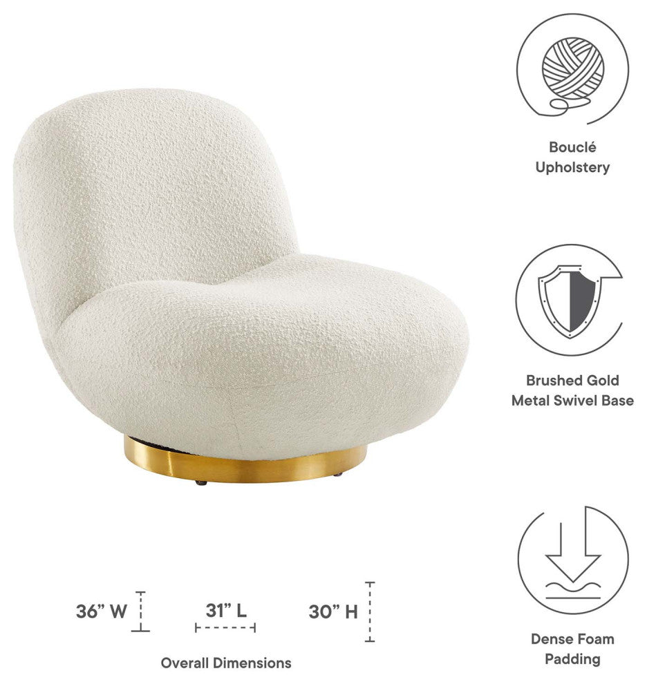 Kindred Upholstered Fabric Swivel Chair, Gold Ivory