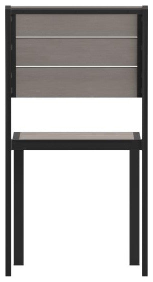 Finch Commercial Grade Stackable Patio Side Chair Chair with Arms, Gray