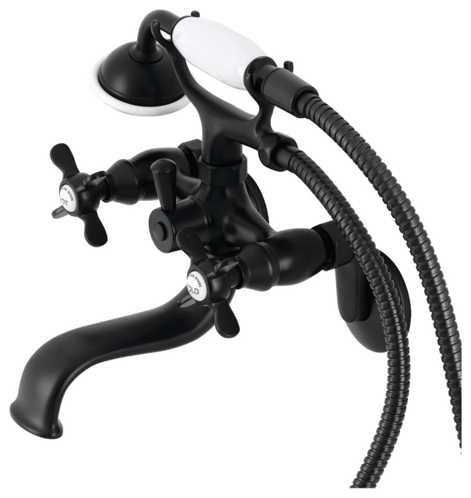 KS246MB Wall Mount Clawfoot Tub Faucet With Hand Shower, Matte Black