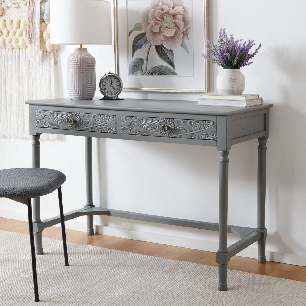 Safavieh Ryleigh 2 Drawer Desk, Distressed Grey
