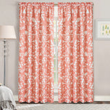 Printed Microfiber Birdsong Curtains, Set of 2, Coral