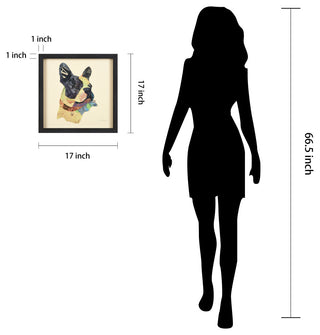 Boston Terrier Dog Dimensional Handmade Collage Wall Art Framed Under Glass
