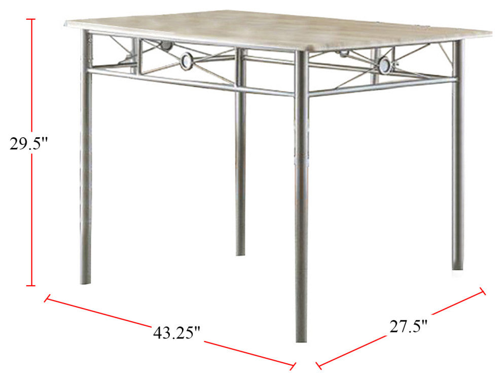 5 Piece Rectangular Dining Set Brushed Silver and Taupe