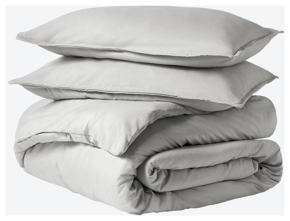 Bare Home Microfiber Duvet Cover & Sham Set, Light Gray, Queen