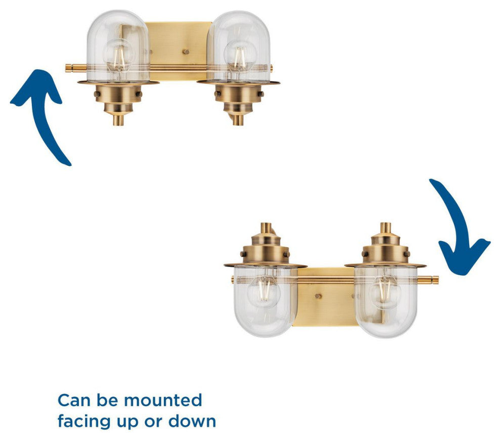 Northlake Collection Two-Light Vintage Brass Clear Glass Transitional Bath Light