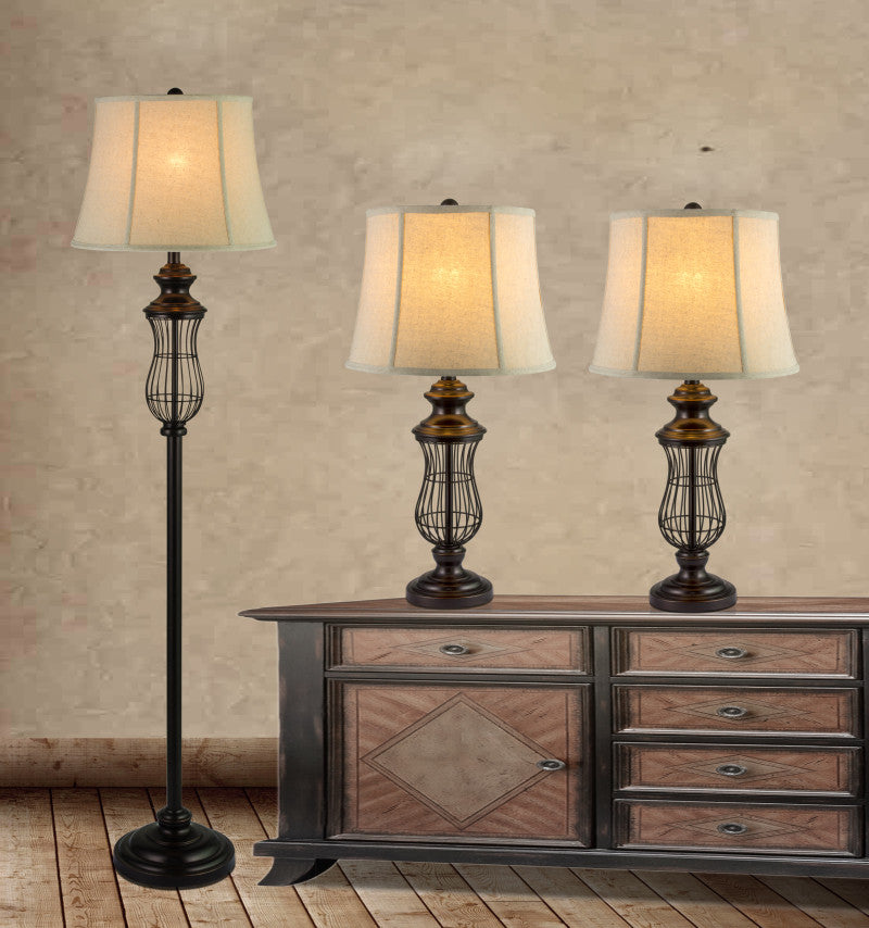 Fangio Lighting Iron Metal 3-Piece Lamp Set