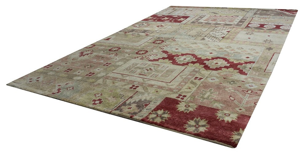 Rizzy Home Aquarius AQ8841 Burgundy Patchwork Area Rug, Rectangular 5'x8'