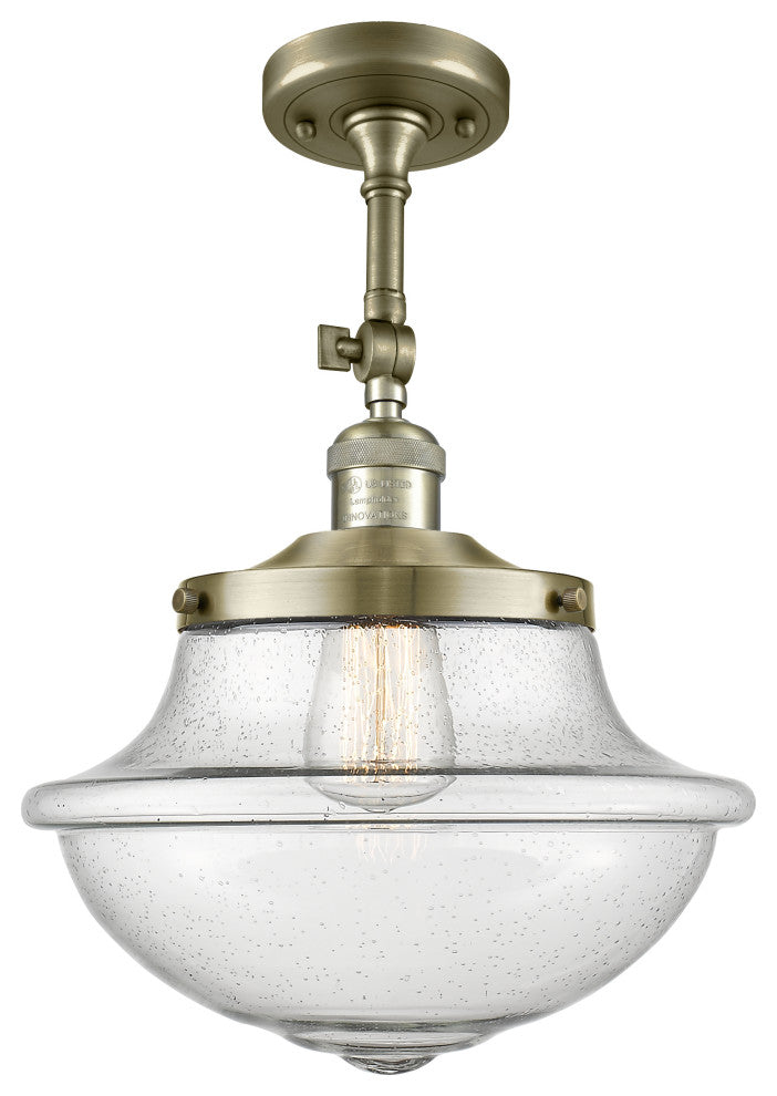 Oxford Semi-Flush Mount, Antique Brass, Seedy