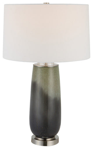 Contemporary Green Gray Blue Ombre Table Lamp 28 in Art Glass Elegant White