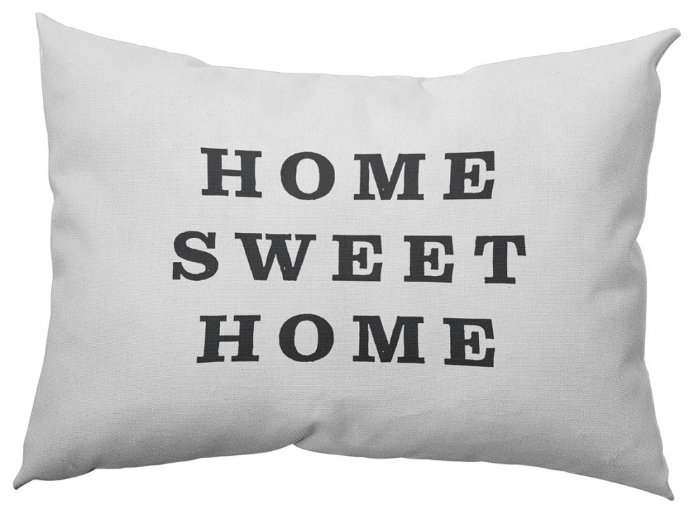 Home Sweet Home Polyester Indoor Pillow, Gray, 14"x20"