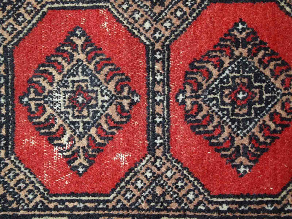 Handmade vintage Pakistani Lahore distressed rug 1.4' x 1.9' (45cm x 58cm) 1970s