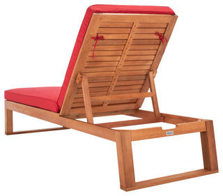 Safavieh Solano Sunlounger, Natural Wood/Red