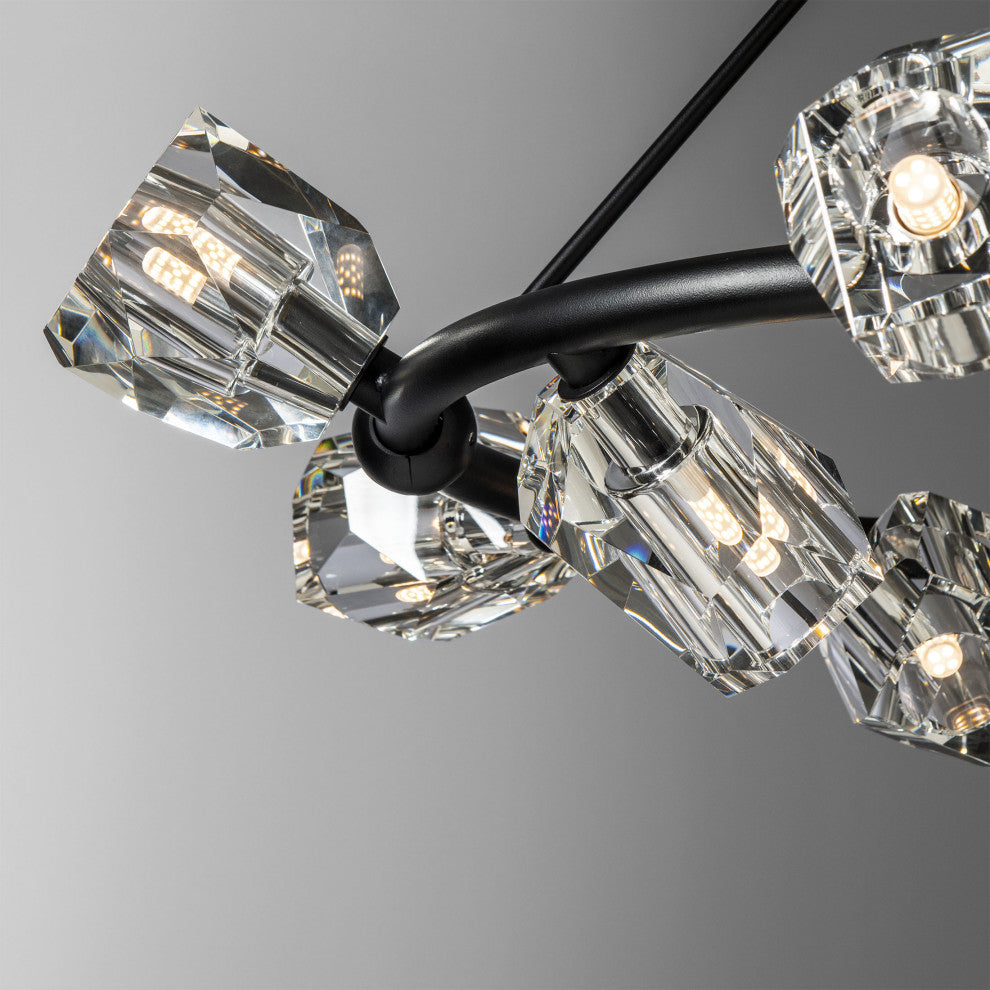 Gatsby 9-Light Ring Pendant - Black - Crystal