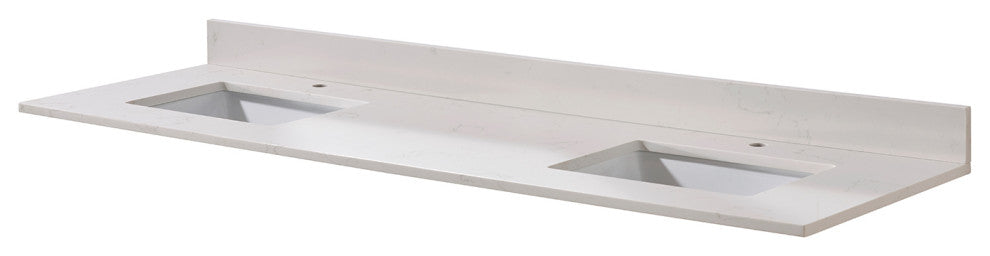 Belluno Composite Stone Vanity Top, Milano White With White Sinks, 73"