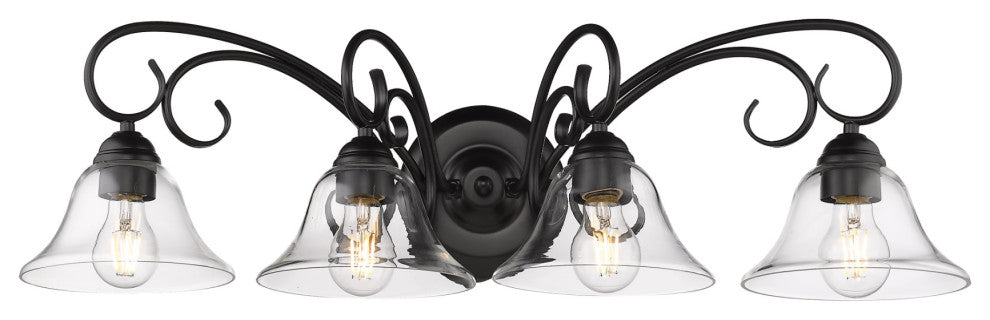 Golden Lighting 8606-BA4 Homestead 4 Light 32"W Bathroom Vanity - Black / Clear