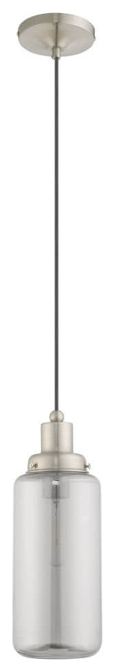 Livex Art Glass 1 Light 5" Pendant Brushed Nickel