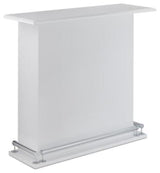 Rectangular Wooden Bar Table With Storage, White And Chrome