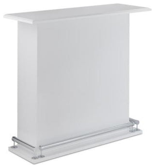 Rectangular Wooden Bar Table With Storage, White And Chrome